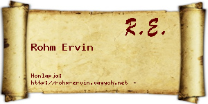 Rohm Ervin névjegykártya